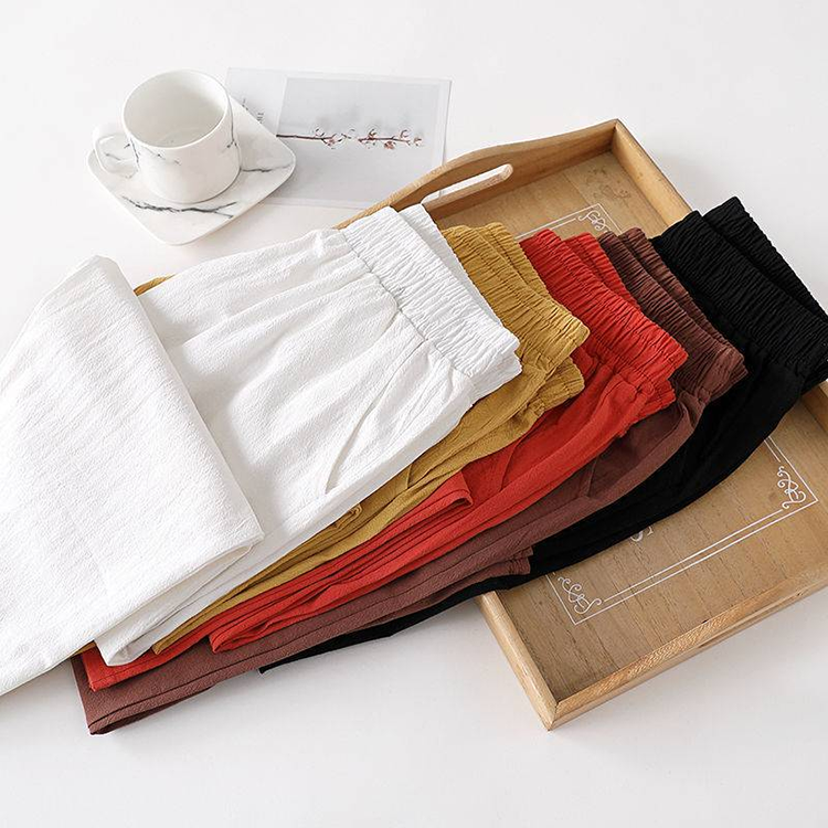 日系棉麻九分褲