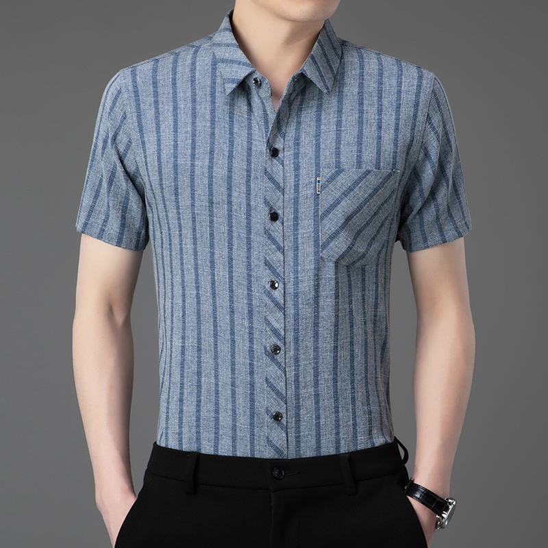 亞麻條紋薄襯衫