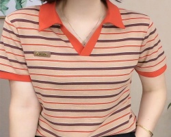 翻领条纹短袖