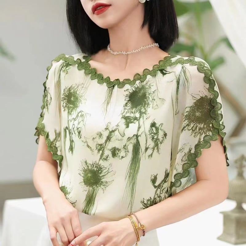 飛袖碎花雪紡衫