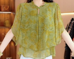 雪紡提花七分袖