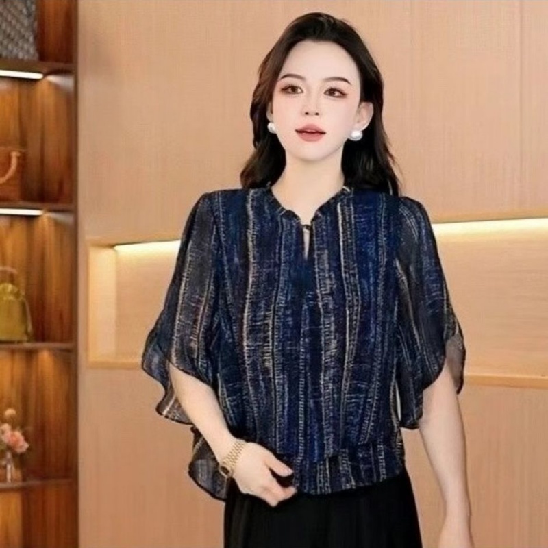 雪紡提花七分袖